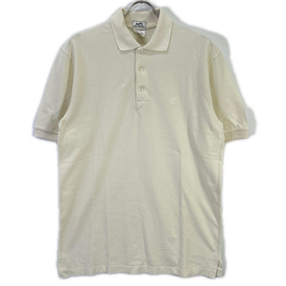 HERMES Ivory Cotton H-Logo Polo Shirt Size M