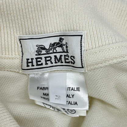 HERMES Ivory Cotton H-Logo Polo Shirt Size M