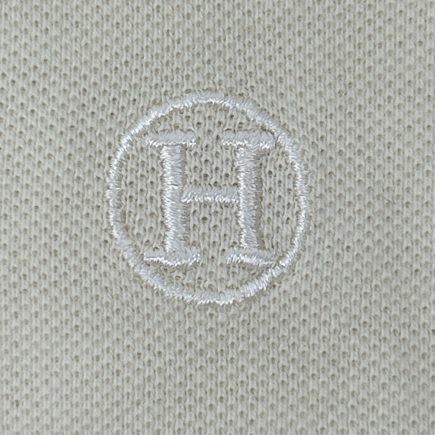 HERMES Ivory Cotton H-Logo Polo Shirt Size M