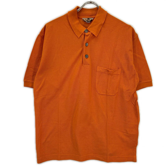 HERMES Orange Cotton H-Logo Polo Shirt Size M