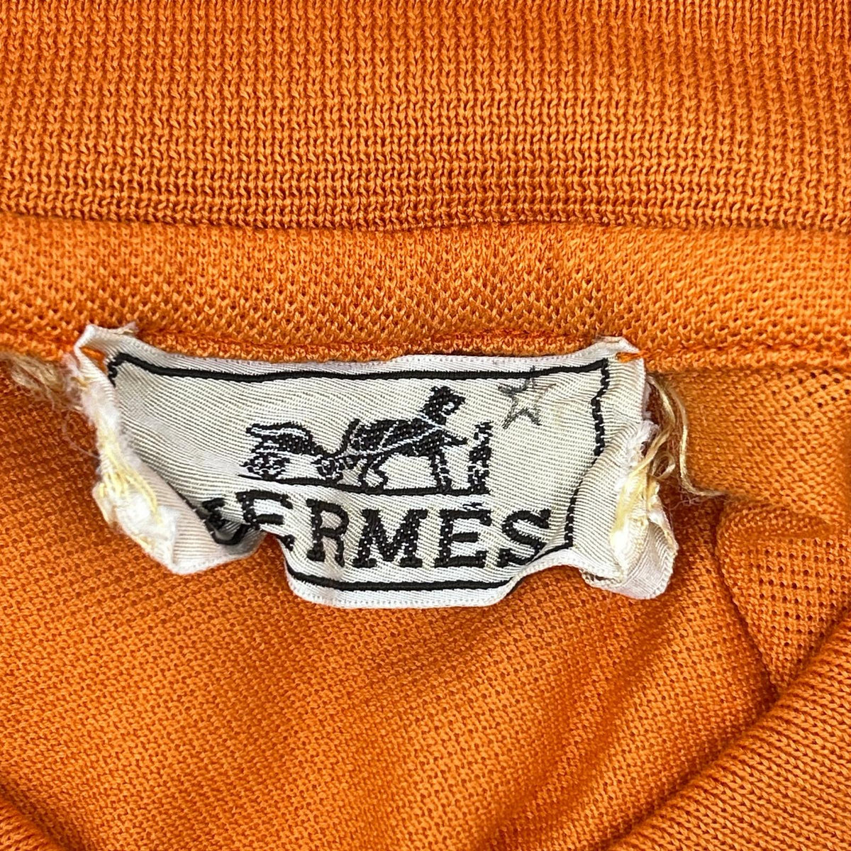 HERMES Orange Cotton H-Logo Polo Shirt Size M