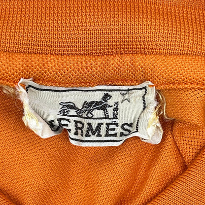 HERMES Orange Cotton H-Logo Polo Shirt Size M