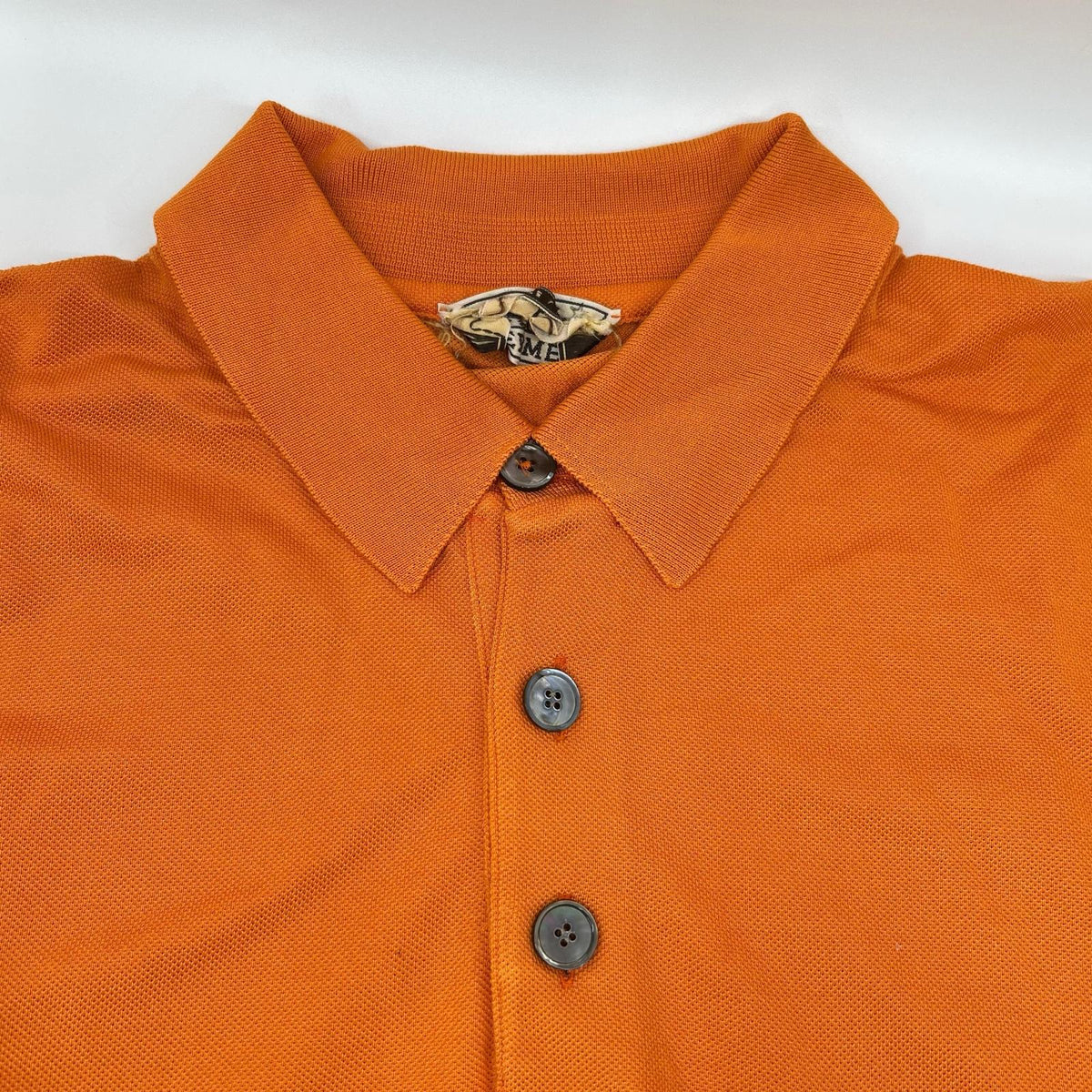 HERMES Orange Cotton H-Logo Polo Shirt Size M