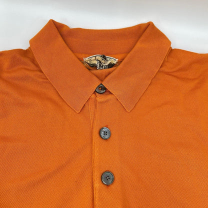 HERMES Orange Cotton H-Logo Polo Shirt Size M