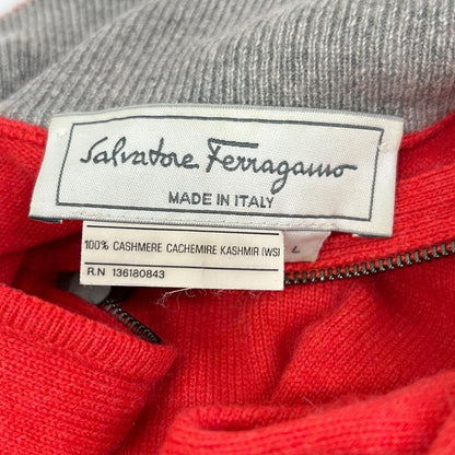 SalvatoreFerragamo Red Cashmere Gancini Pullover Size L