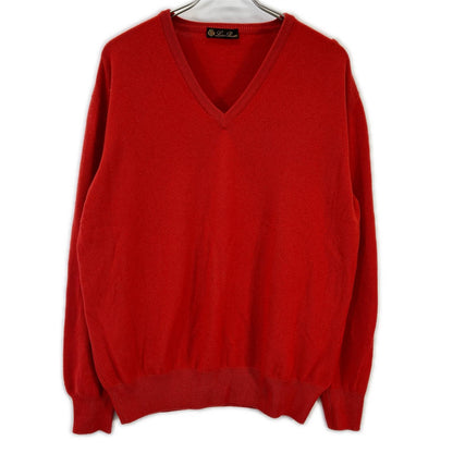 Loro Piana Orange Cashmere V-Neck Sweater Size 50