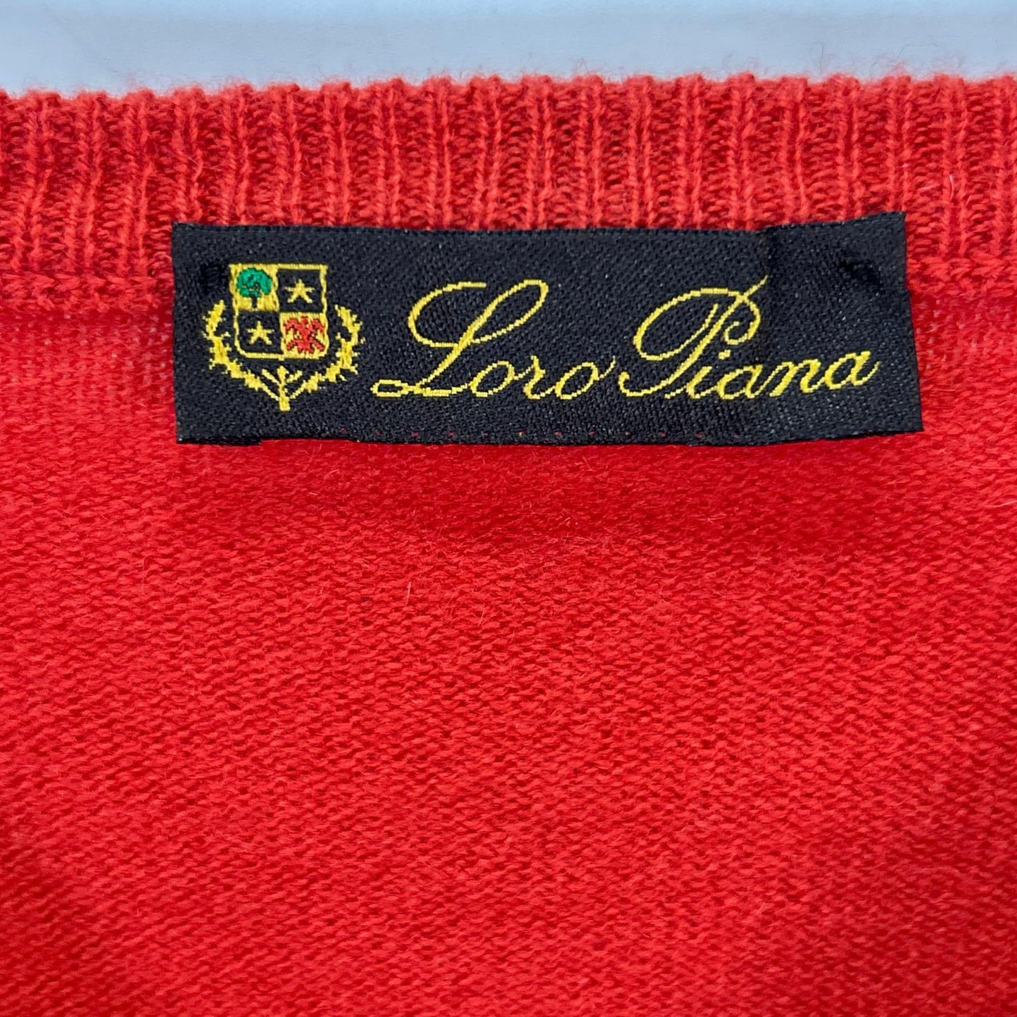 Loro Piana Orange Cashmere V-Neck Sweater Size 50