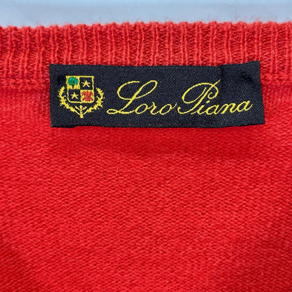 Loro Piana Orange Cashmere V-Neck Sweater Size 50