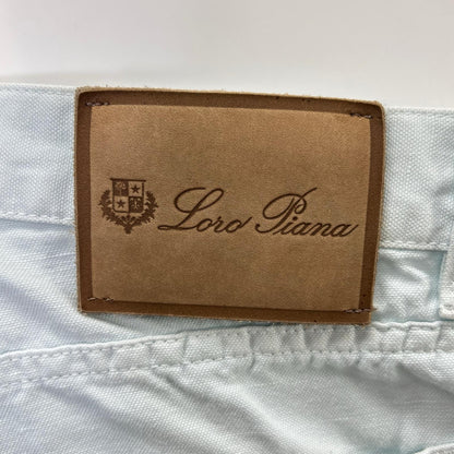 Loro Piana Blue Linen Cotton Pants Size 32