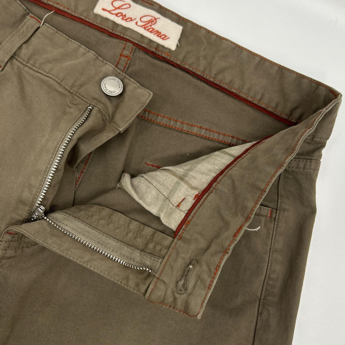 Loro Piana FAE0472 Khaki Cotton Blend Chinos Size 32