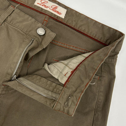 Loro Piana FAE0472 Khaki Cotton Blend Chinos Size 32