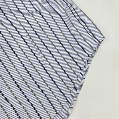 HERMES Blue Cotton Striped Sellier Button Shirt Size 39