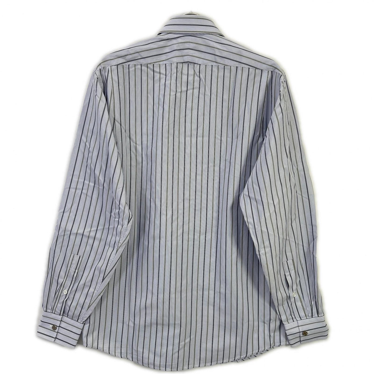 HERMES Blue Cotton Striped Sellier Button Shirt Size 39