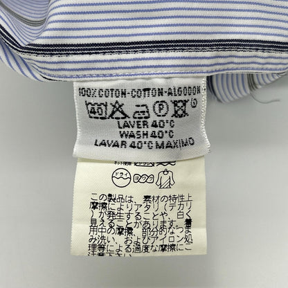 HERMES Blue Cotton Striped Sellier Button Shirt Size 39
