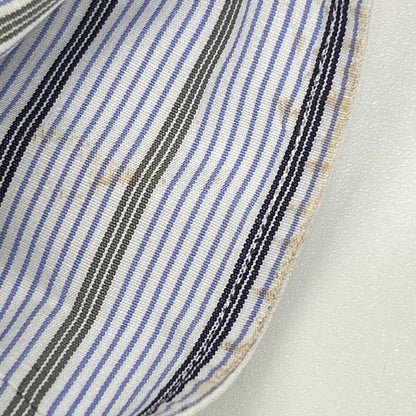 HERMES Blue Cotton Striped Sellier Button Shirt Size 39