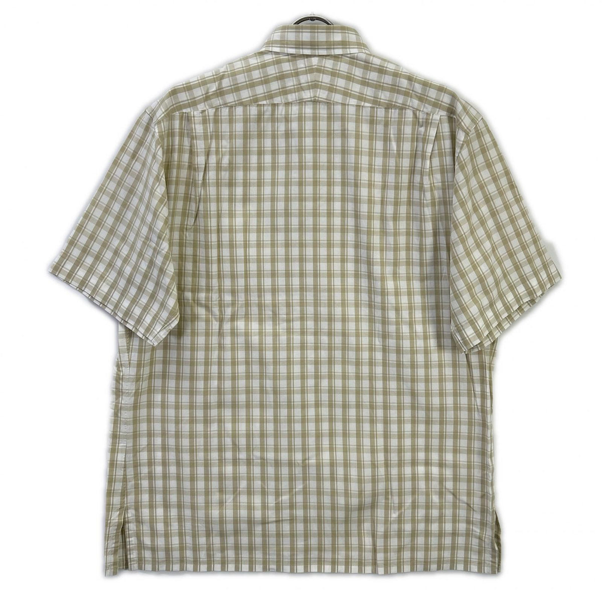 HERMES Beige Cotton Check Short Sleeve Shirt Size 41