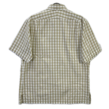 HERMES Beige Cotton Check Short Sleeve Shirt Size 41