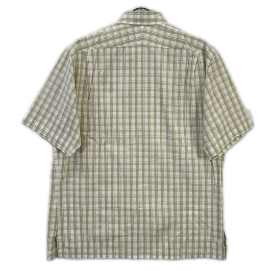 HERMES Beige Cotton Check Short Sleeve Shirt Size 41