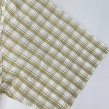 HERMES Beige Cotton Check Short Sleeve Shirt Size 41