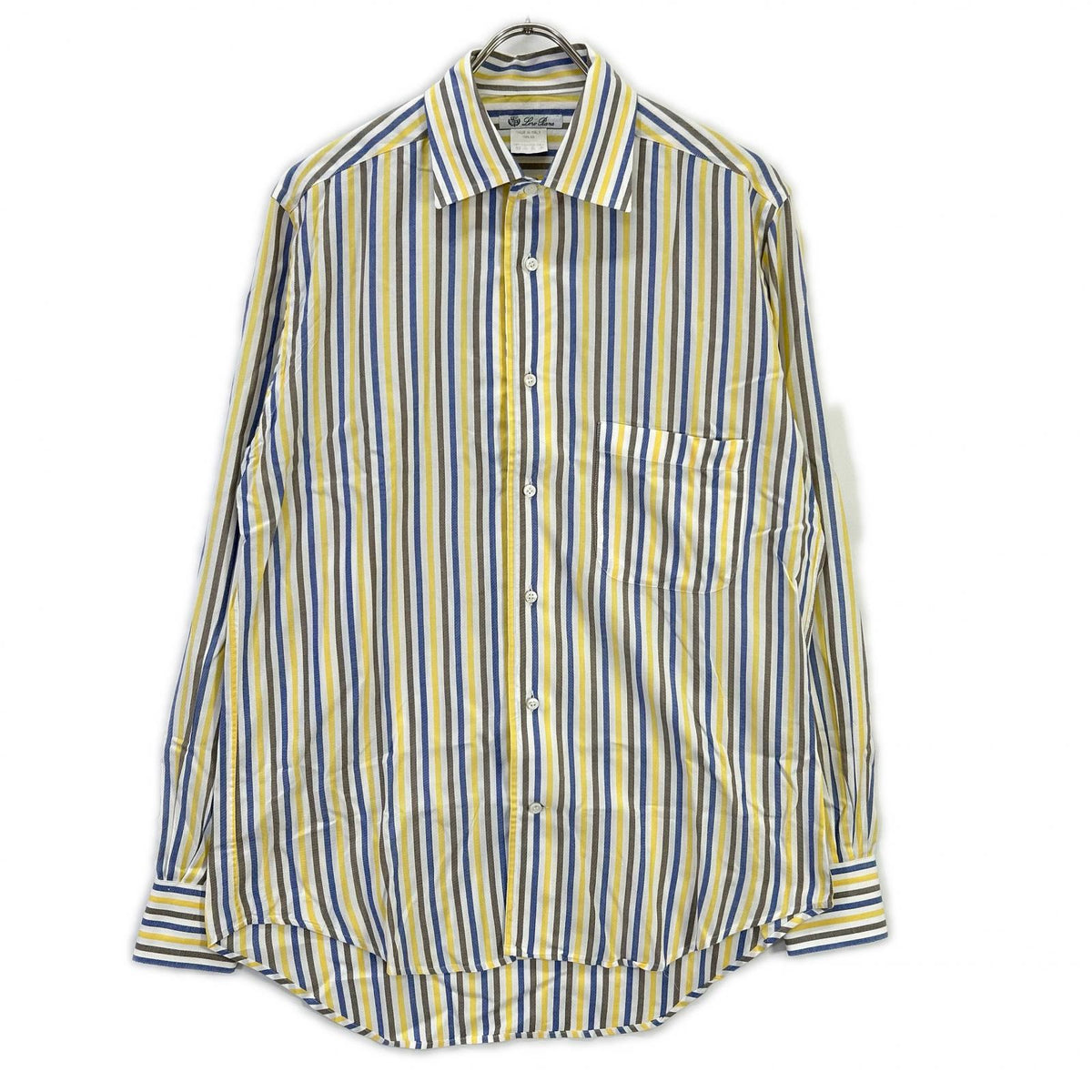 Loro Piana Yellow/Navy Cotton Striped Sleeve Shirt Size S
