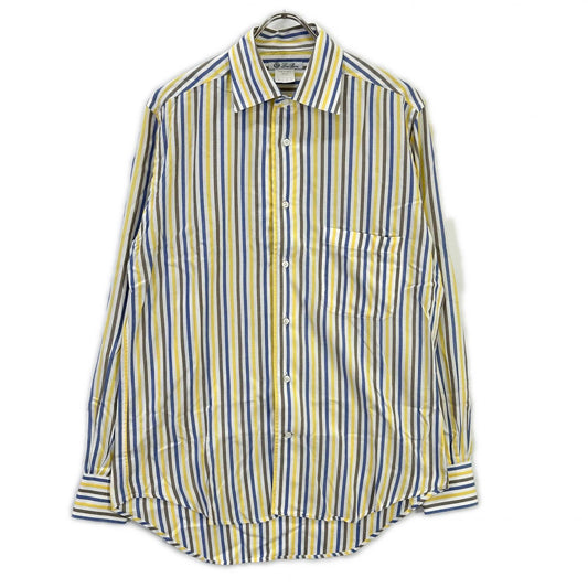 Loro Piana Yellow/Navy Cotton Striped Sleeve Shirt Size S