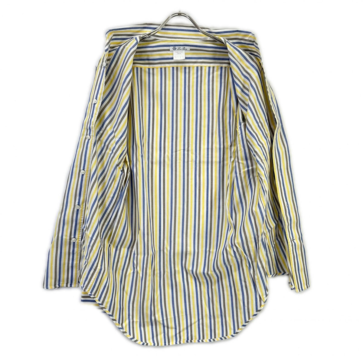 Loro Piana Yellow/Navy Cotton Striped Sleeve Shirt Size S