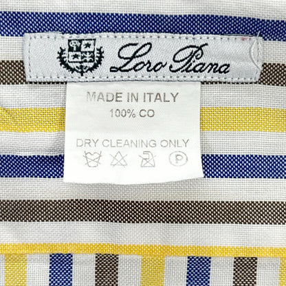 Loro Piana Yellow/Navy Cotton Striped Sleeve Shirt Size S