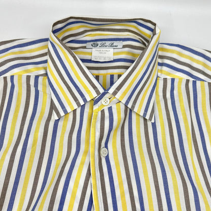 Loro Piana Yellow/Navy Cotton Striped Sleeve Shirt Size S