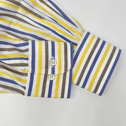 Loro Piana Yellow/Navy Cotton Striped Sleeve Shirt Size S