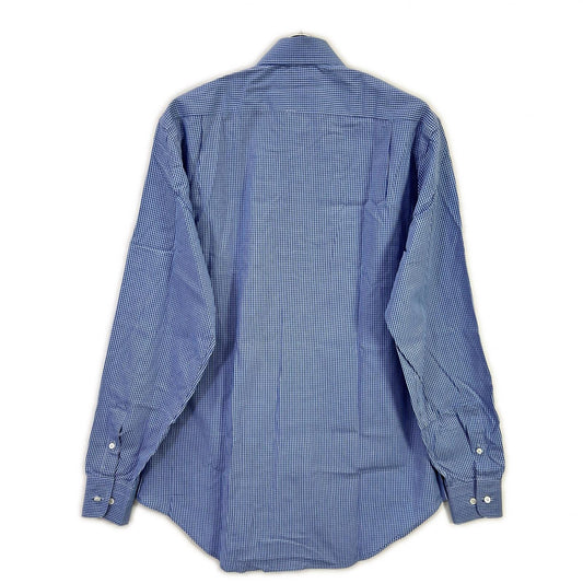 Loro Piana Blue Cotton Gingham Long Sleeve Shirt Size M
