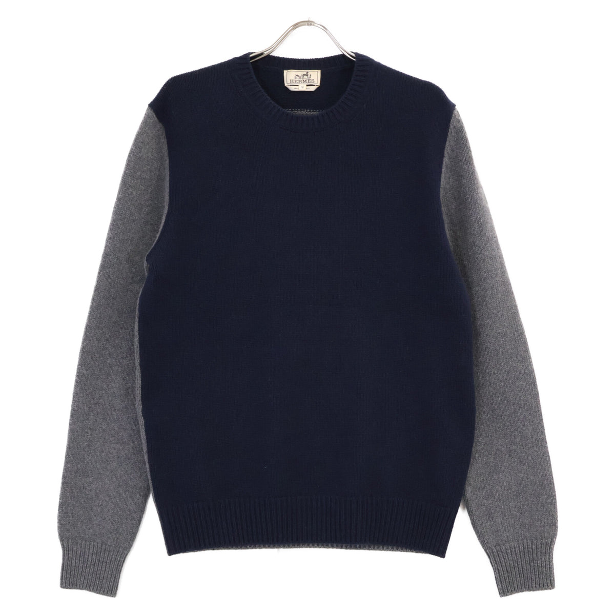 HERMES Navy Bi-Color Cashmere Cotton Sweater Size M