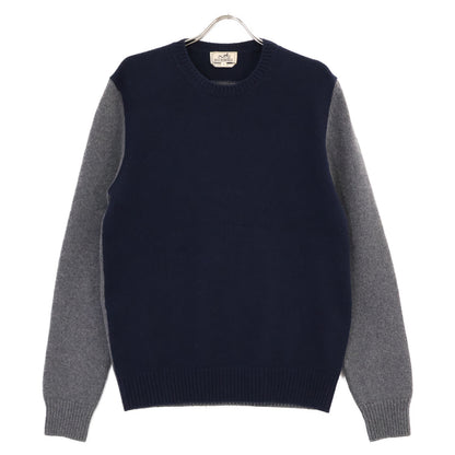 HERMES Navy Bi-Color Cashmere Cotton Sweater Size M