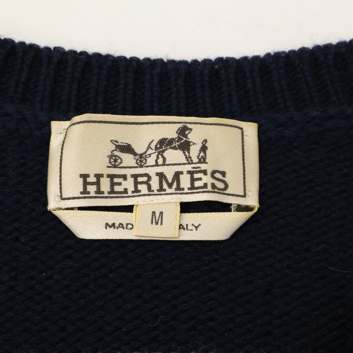 HERMES Navy Bi-Color Cashmere Cotton Sweater Size M