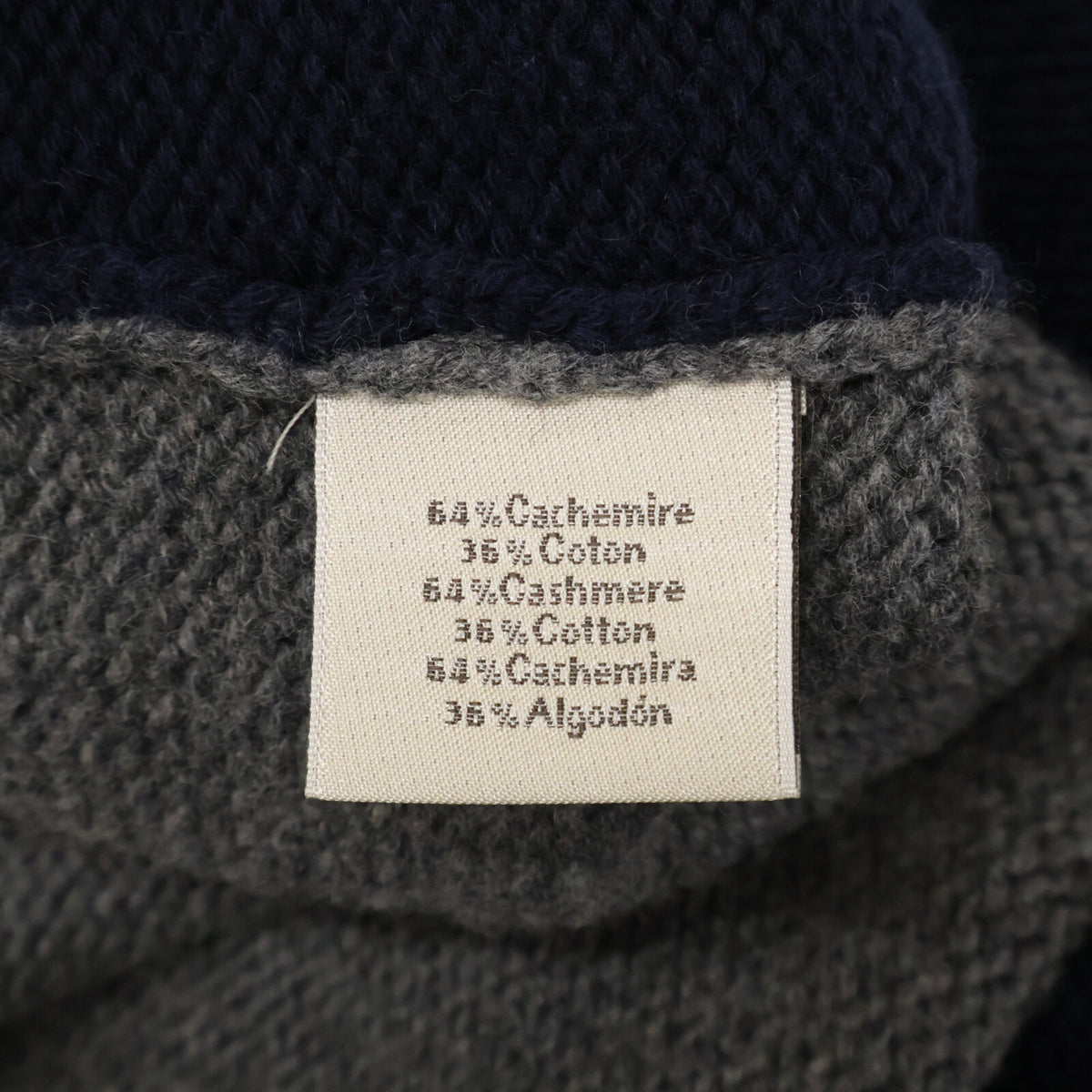 HERMES Navy Bi-Color Cashmere Cotton Sweater Size M