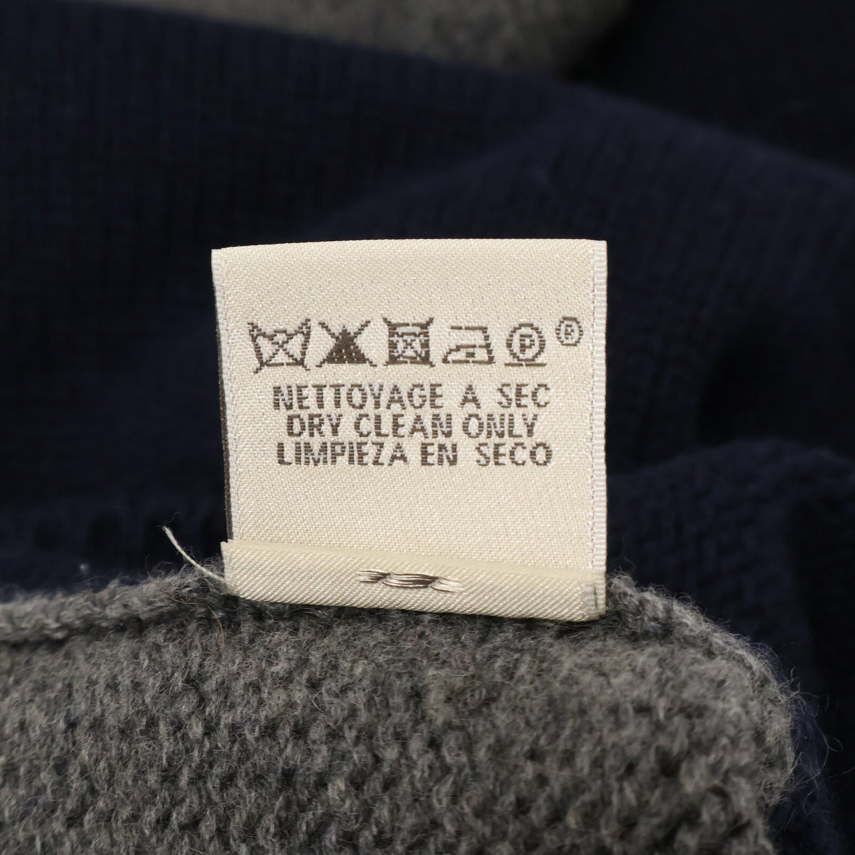 HERMES Navy Bi-Color Cashmere Cotton Sweater Size M