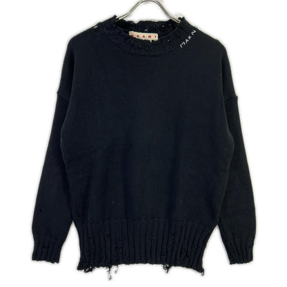 MARNI 22AW Cotton Twist Crewneck Sweater Black Size 46