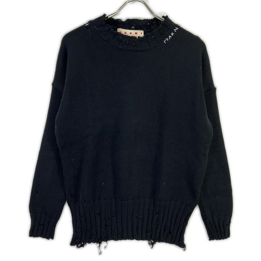 MARNI 22AW Cotton Twist Crewneck Sweater Black Size 46