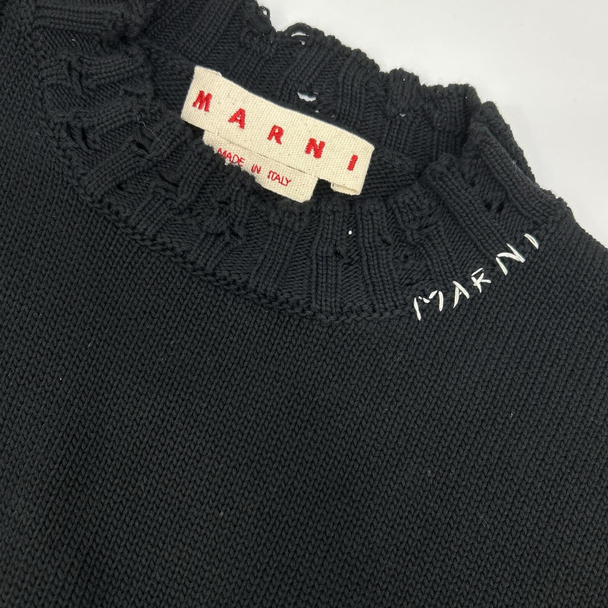 MARNI 22AW Cotton Twist Crewneck Sweater Black Size 46