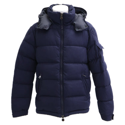 MONCLER MONTGENEVRE Wool Hooded Down Jacket Navy Size 3