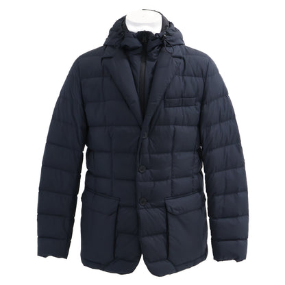 MONCLER Vern Layered Tailored Hooded Down Jacket Navy Size 3
