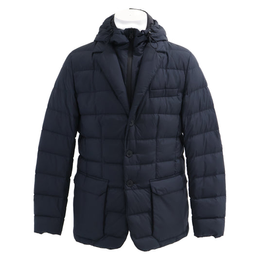 MONCLER Vern Layered Tailored Hooded Down Jacket Navy Size 3