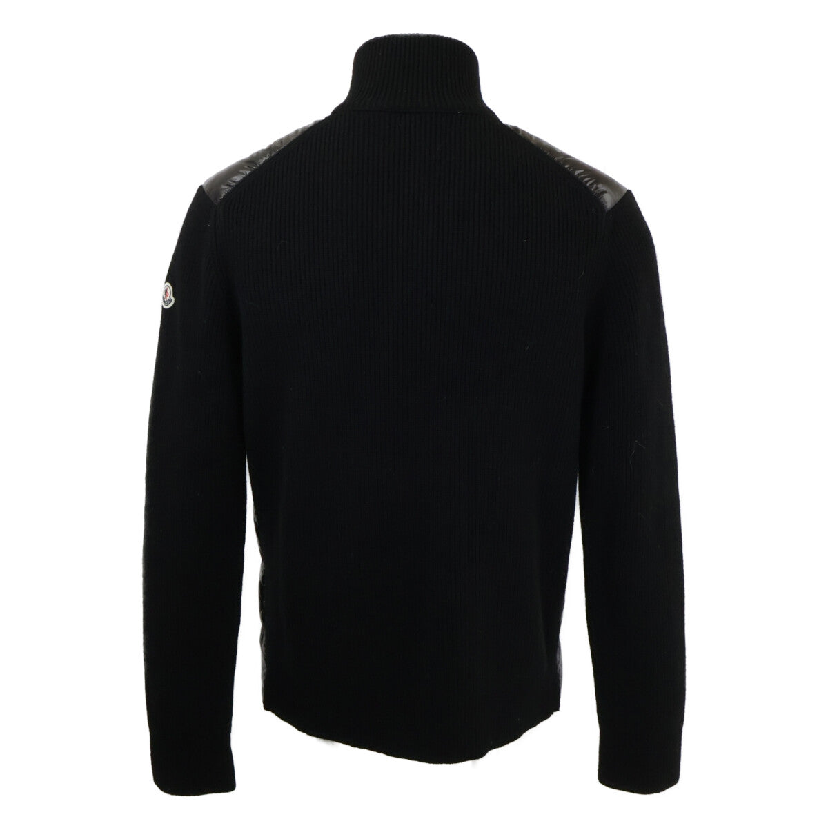 MONCLER MAGLIONE TRICOT Knit Panel Down Jacket Black Size L