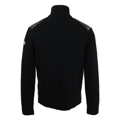 MONCLER MAGLIONE TRICOT Knit Panel Down Jacket Black Size L