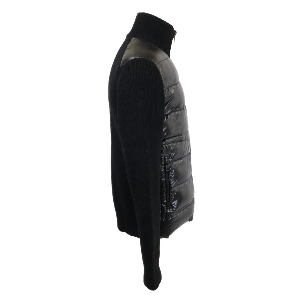 MONCLER MAGLIONE TRICOT Knit Panel Down Jacket Black Size L