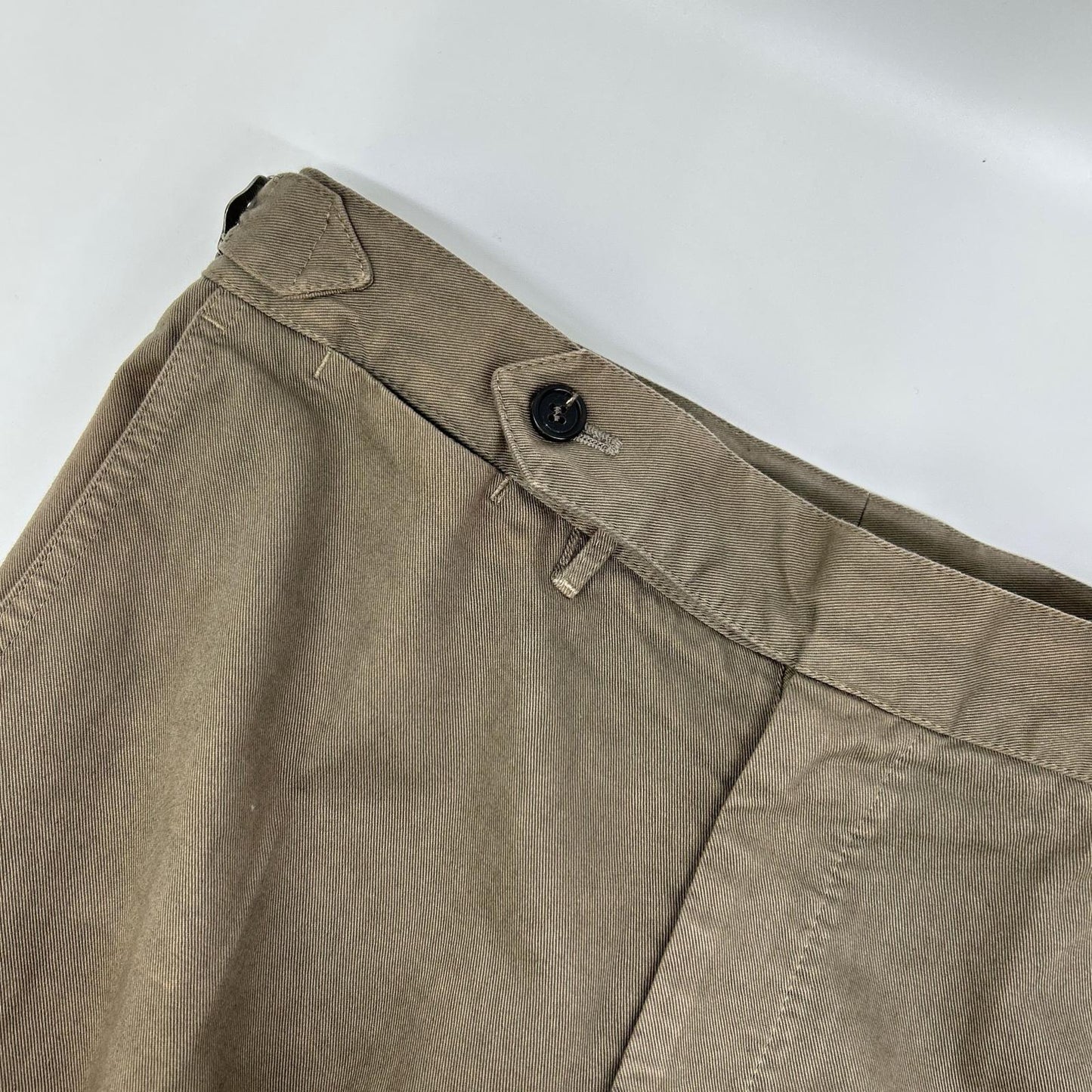 Anglo-Italian Beige Cotton Side Adjuster Slacks Size 46