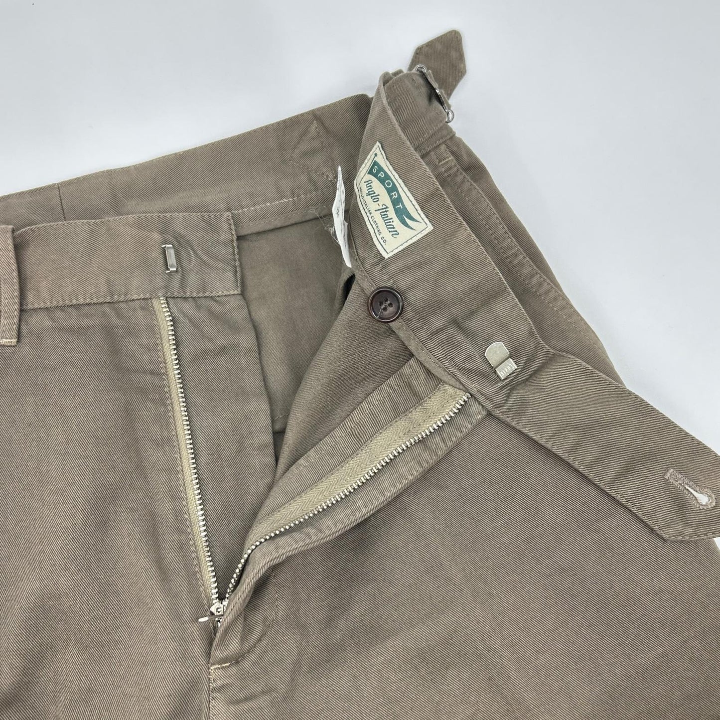Anglo-Italian Beige Cotton Side Adjuster Slacks Size 46