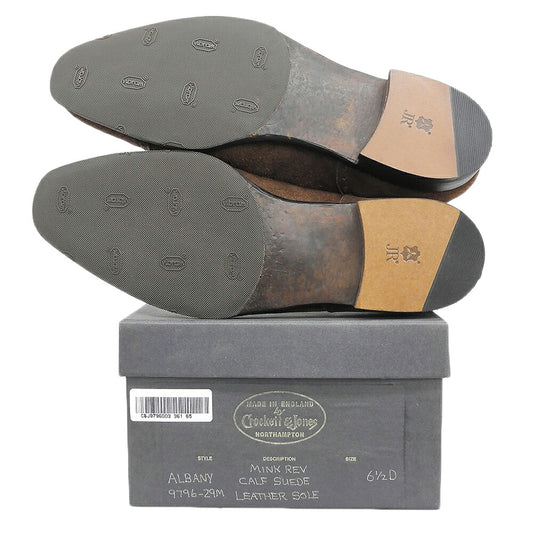 Crockett&Jones Albany Suede Straight Shoes Brown Sneakers Size 6.5