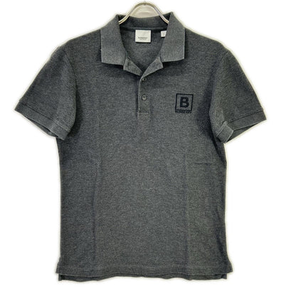 BURBERRY Letter Graphic Cotton Pique Polo Gray Size S
