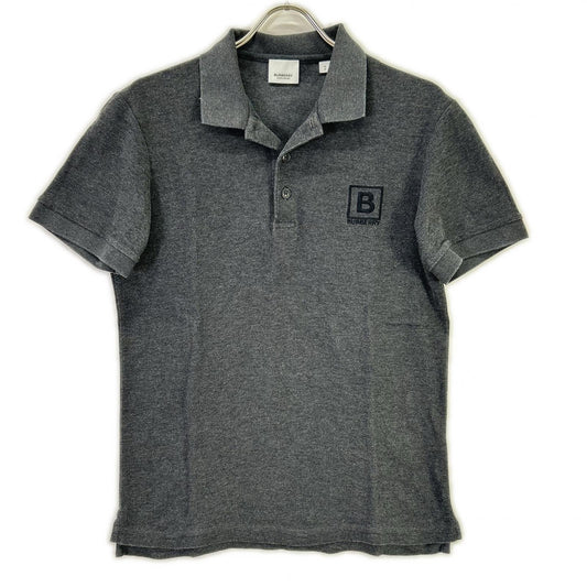BURBERRY Letter Graphic Cotton Pique Polo Gray Size S
