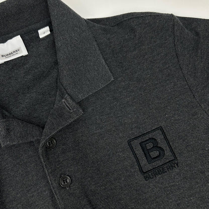 BURBERRY Letter Graphic Cotton Pique Polo Gray Size S